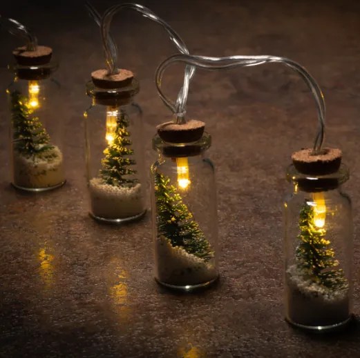 Set decorațiuni de Crăciun 8 LED-uri, pahare cu pomi 2 lanțu