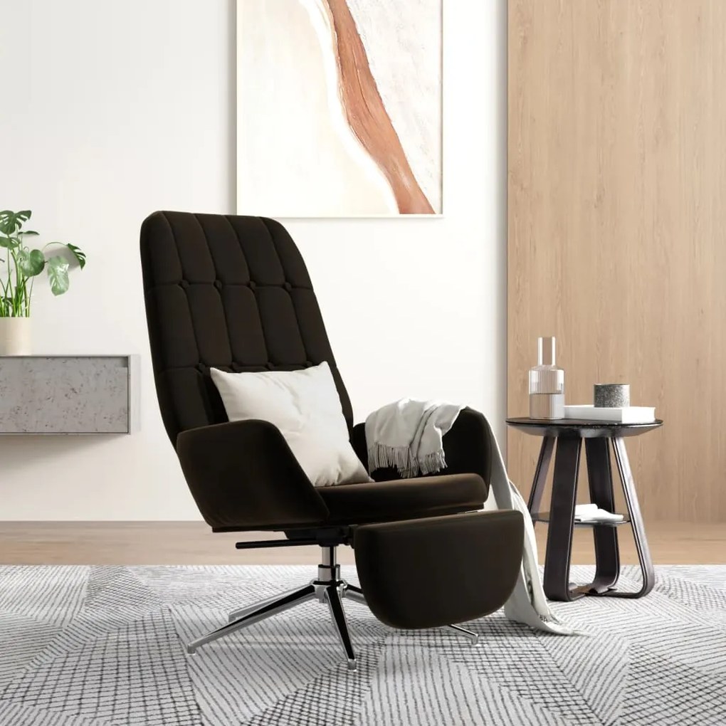 3097702 vidaXL Scaun de relaxare cu suport picioare, negru, microfibră