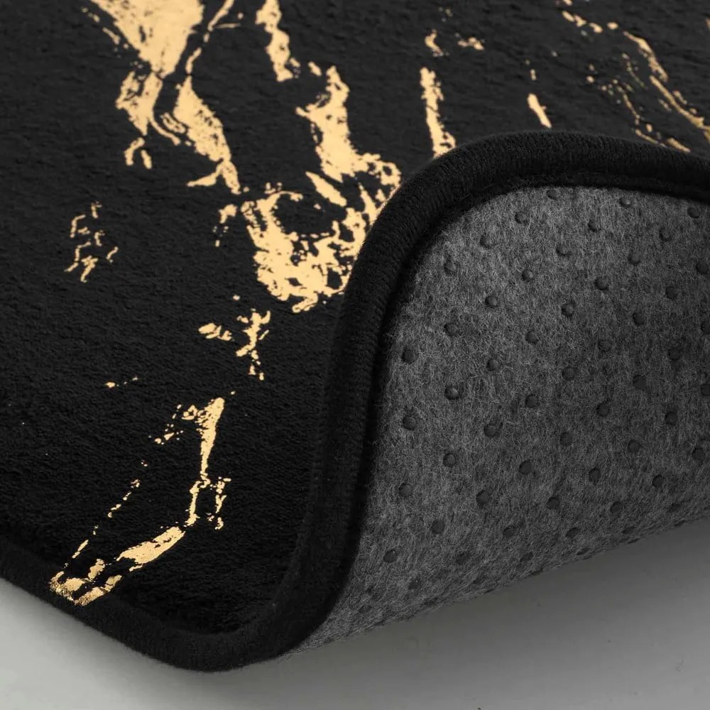 Covoraș de baie negru-auriu 45x45 cm Aquamarbre – douceur d'intérieur