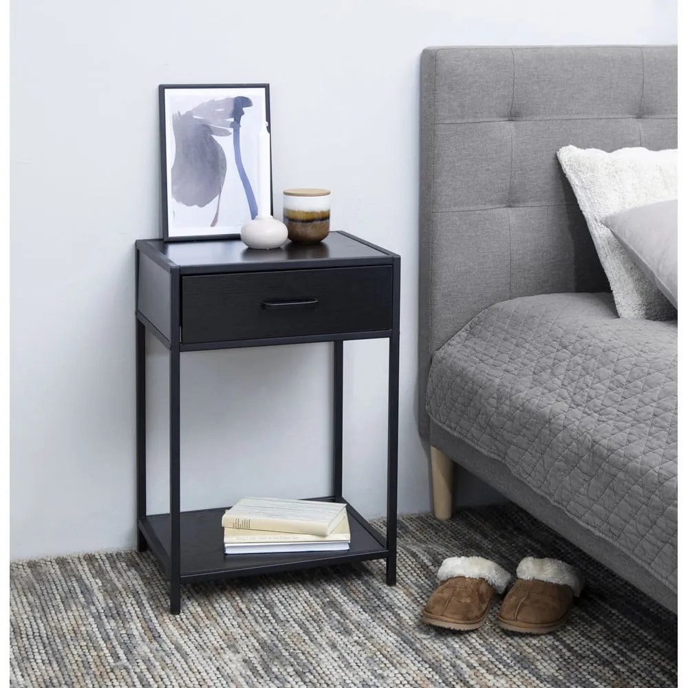 Noptieră Actona Seaford, negru