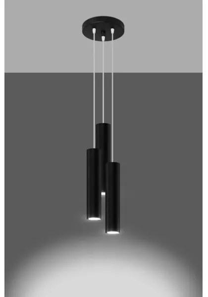Lustră pe cablu LAGOS 3xGU10/40W/230V neagră Sollux SL.1079