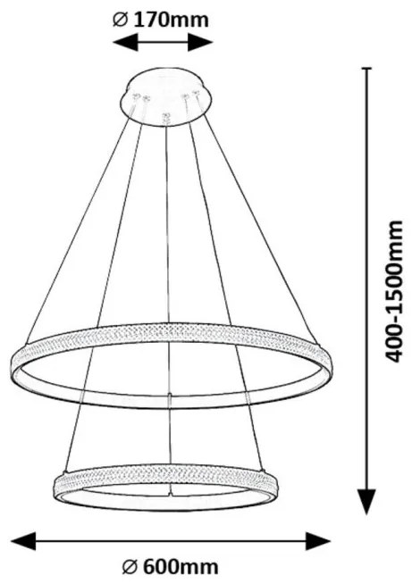 Lustra suspendata cu 2 inele LED Grete 60cm