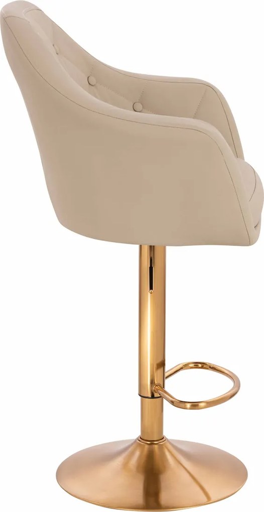 HR831W Scaun Crem Piele Ecologica Premium Soft cu Bază Aurie