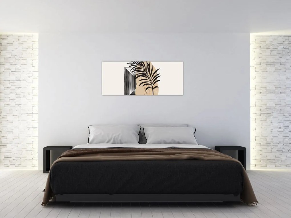 Tablou - Abstracție cu frunze tropicale N⁰3 (120x50 cm)