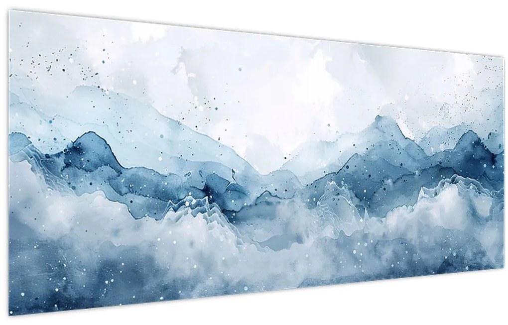 Tablou - Nori și valuri, acuarelă (120x50 cm)