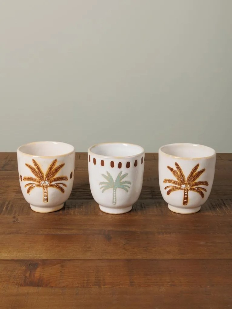 Set 3 cani din ceramica, Palmier