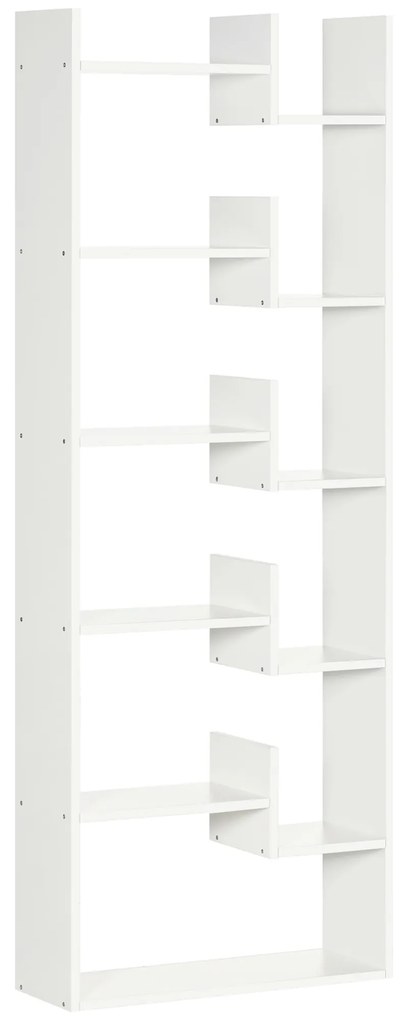 HOMCOM Bibliotecă Modernă cu 6 Etaje cu 11 Rafturi Deschise din MDF și PAL, 61x21,6x162,6 cm, Alb | Aosom Romania