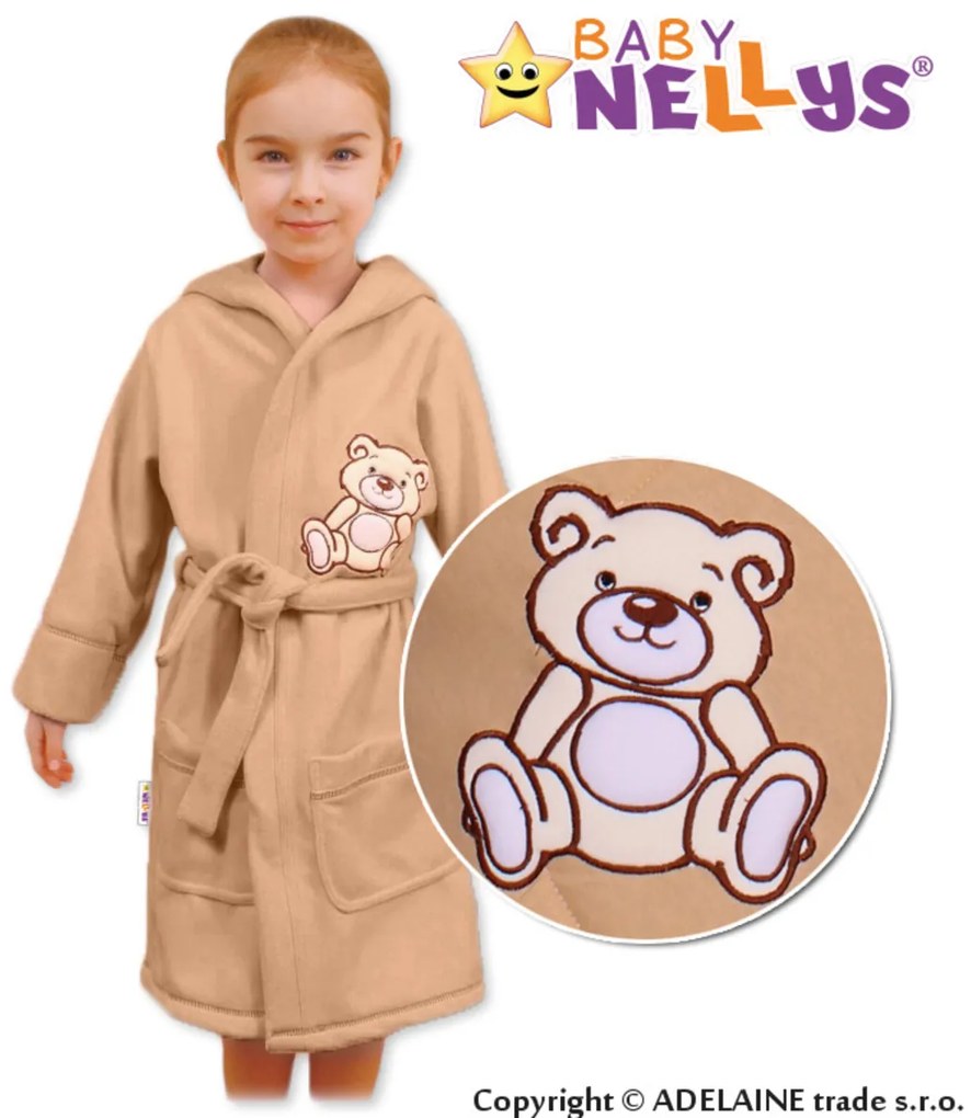 Halat de baie copii Baby Nellys - Ursuleț - bej / cafea 86 (12-18 m)