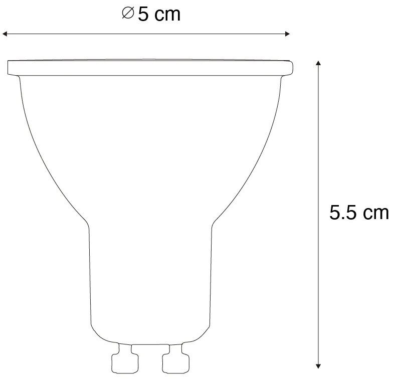 Set de 5 becuri LED GU10 reglabile 7W 430 lm 2700K