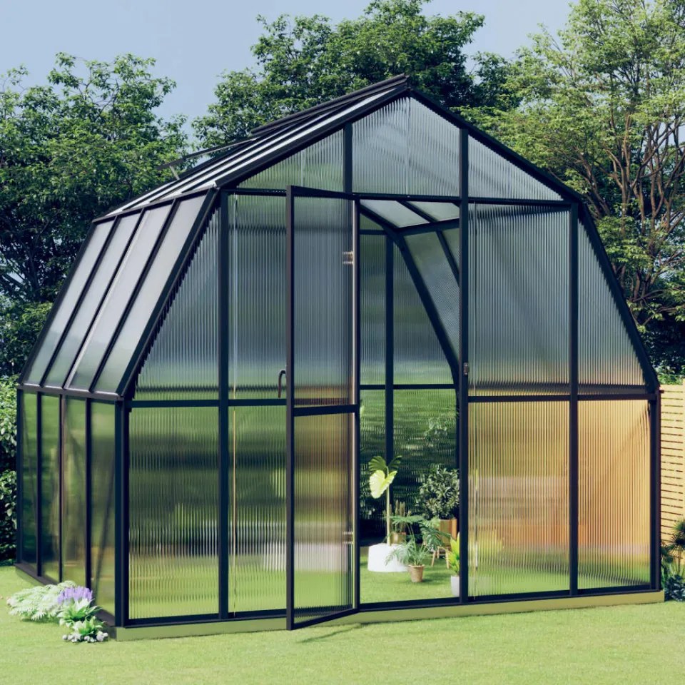 Seră cu cadru de bază, antracit, 6,66 m², aluminiu