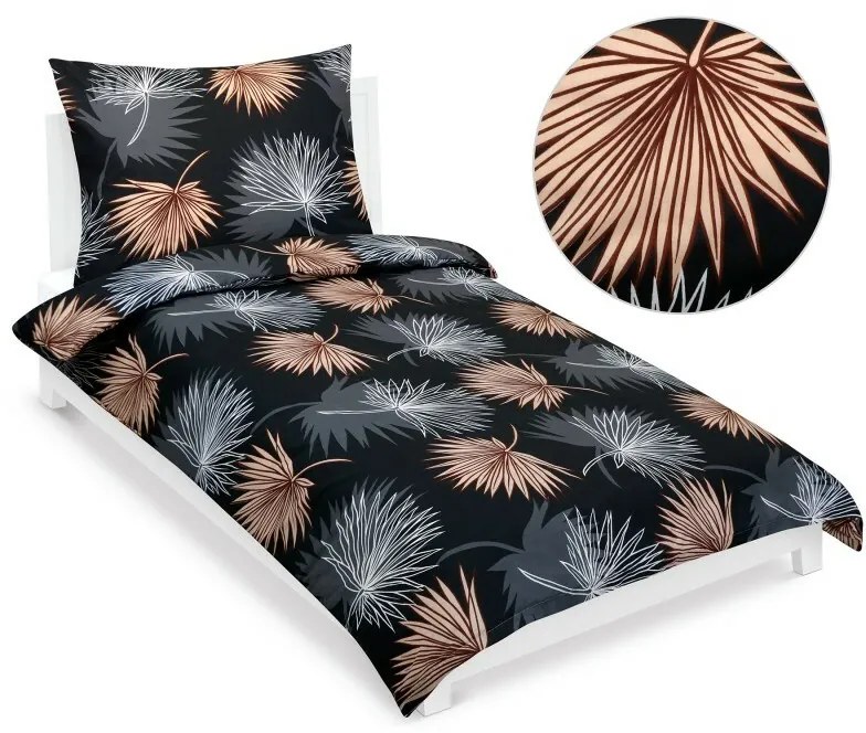 Bellatex Lenjerie de pat din bumbac Palm Leafnegru, 140 x 200 cm, 70 x 90 cm