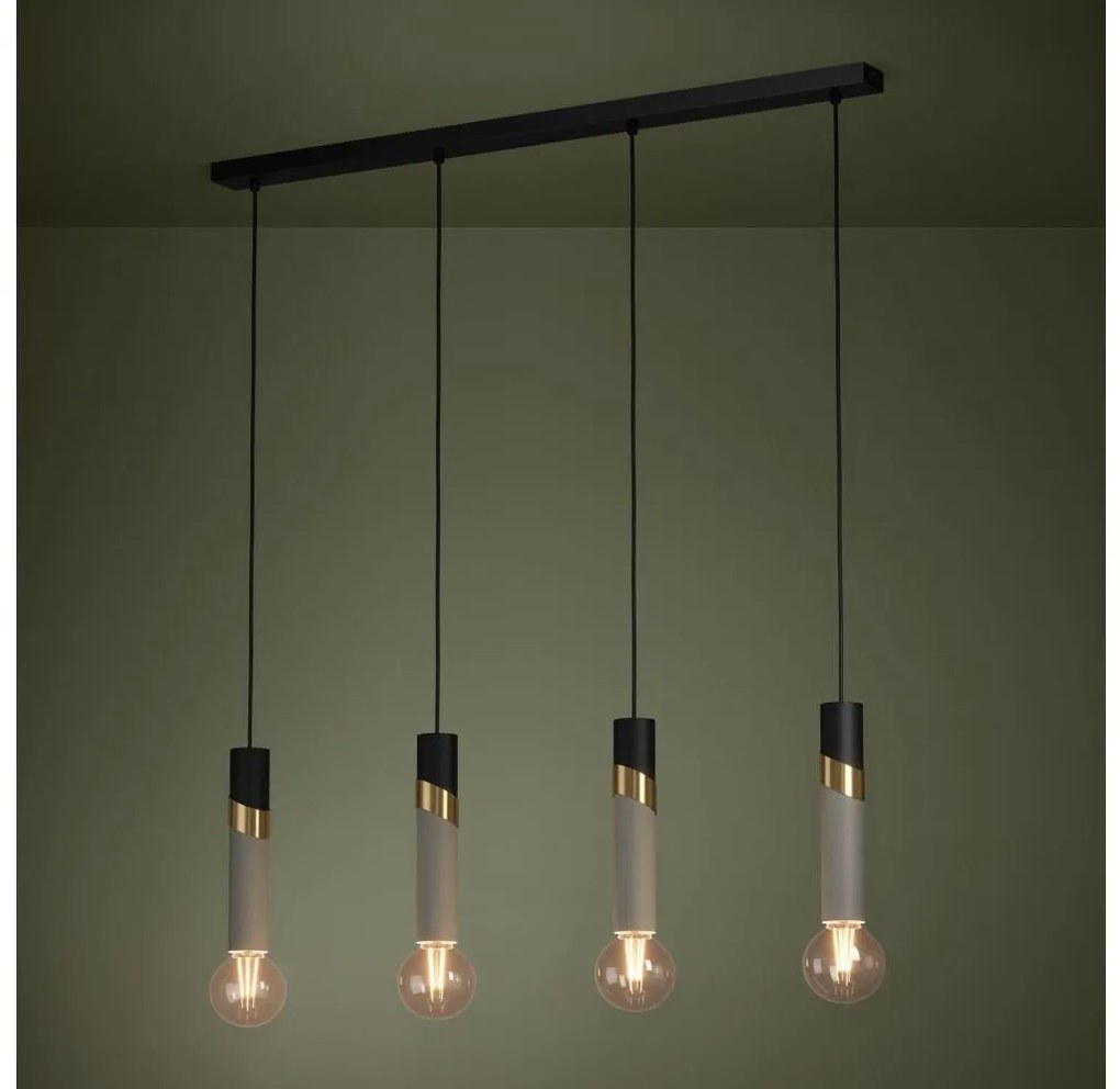 Lustră pe cablu Eglo 39936 CEDRAL 4xE27/40W/230V negru/auriu