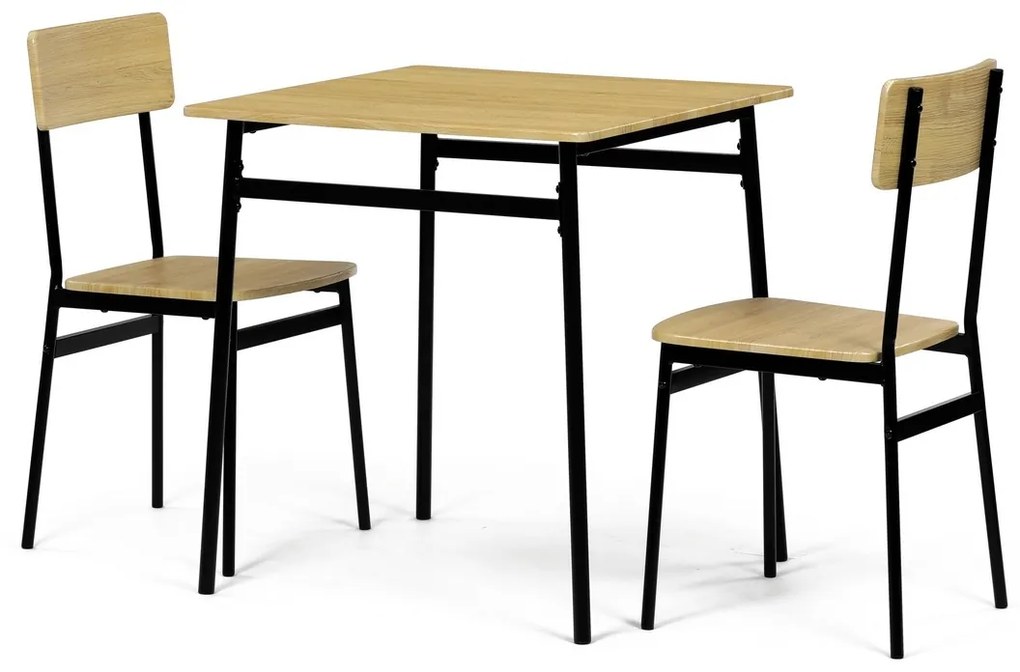 Set de masă Industrial cu 2 scaune, 70 x 70 x 76cm, stejar sălbatic