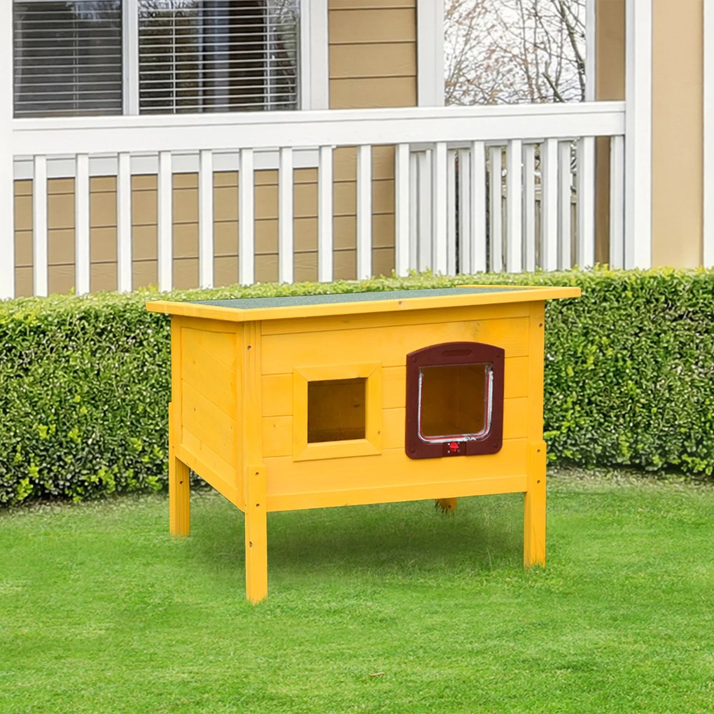 PawHut Cușcă pentru Animale Domestice din Lemn de Brad, 70x51.5x60cm | Aosom Romania