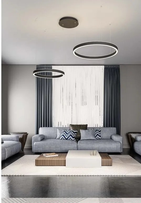 Lustra LED circulara cu 2 inele 80/60cm CRISEIDE, alb, negru sau auriu