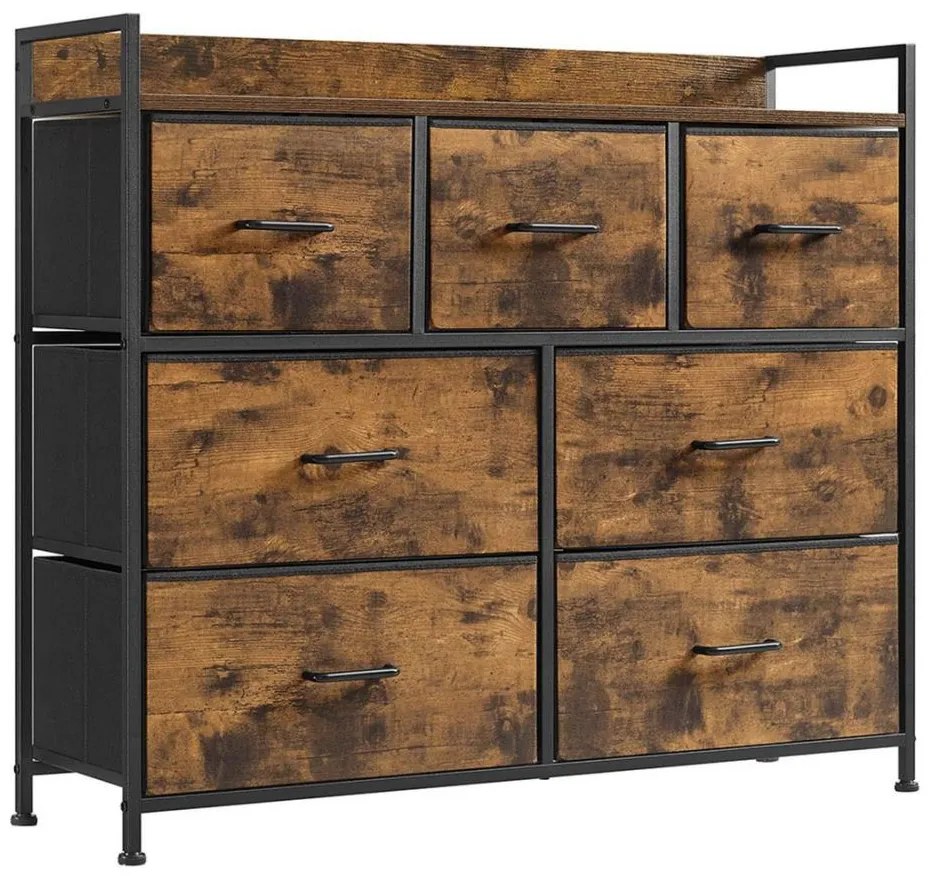 Comodă cu sertare KIRA, maro/negru