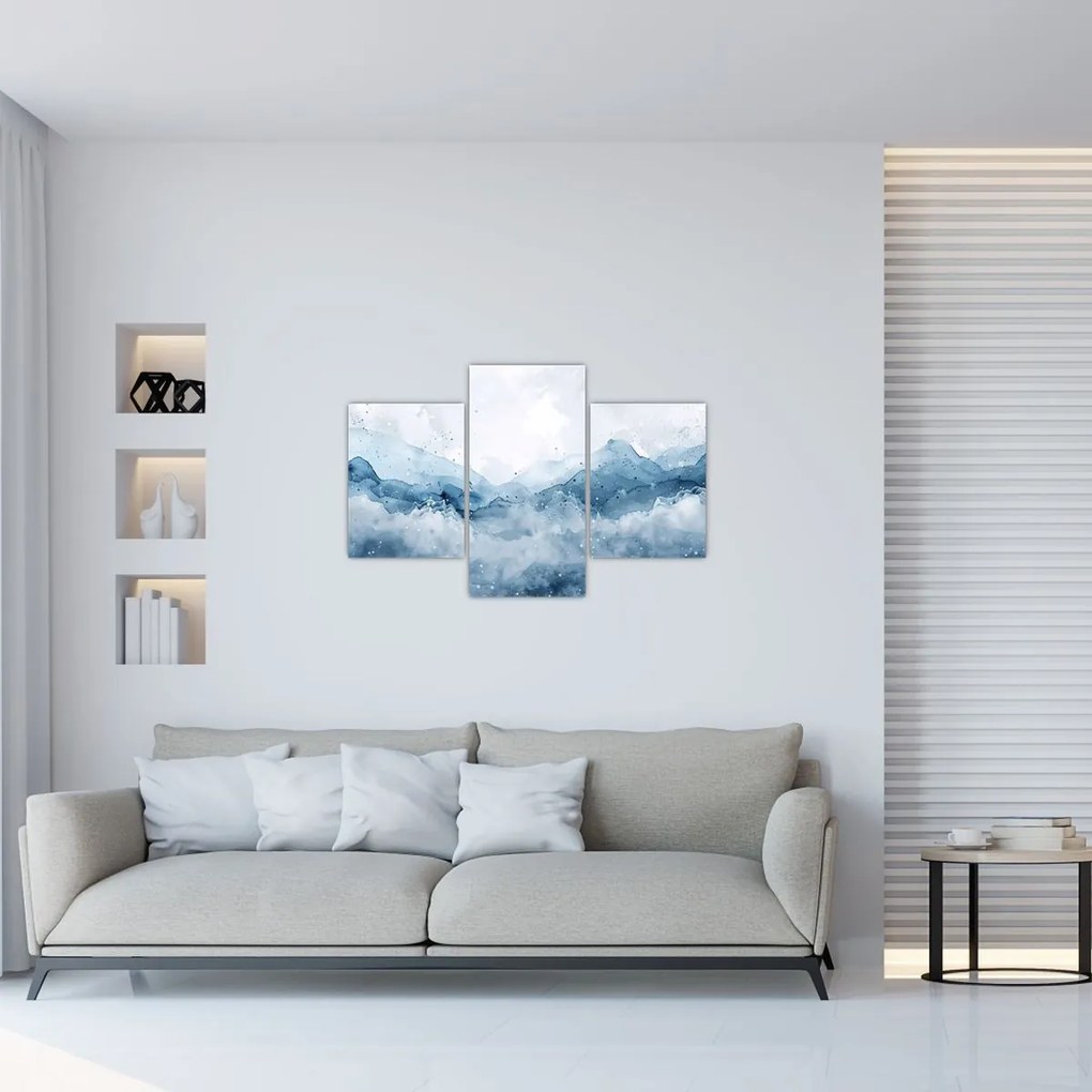 Tablou - Nori și valuri, acuarelă (90x60 cm)