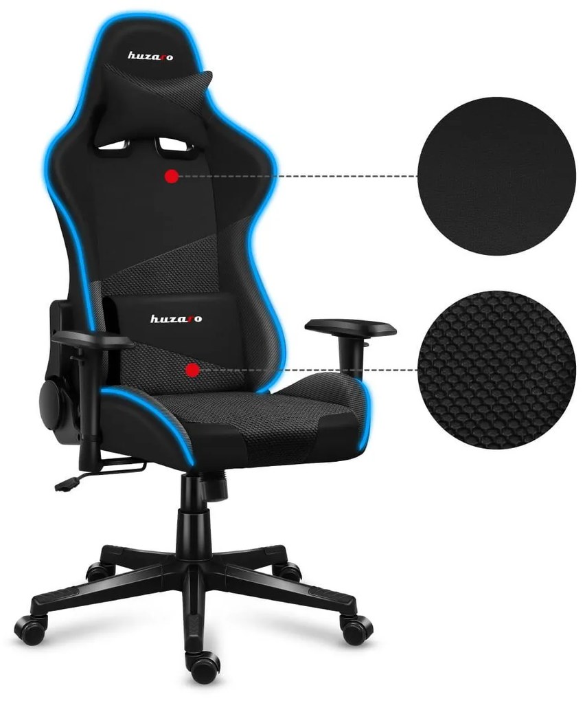 Fotoliu gaming Fusion 6.2 (negru) (cu iluminat LED). 1087482