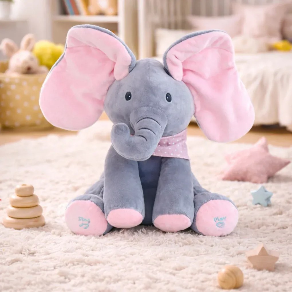 Zaparkorun Elefant interactiv care cântă - roz