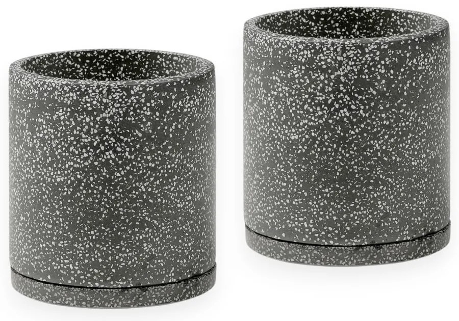 Set 2 ghivece gri închis Bonami Selection Terrazzo, ø 26 cm