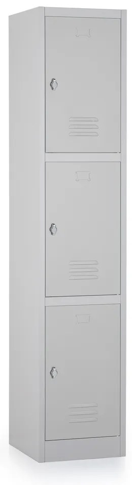 Dulap metalic - 3 cutii, 38 x 45 x 185 cm, blocare, gri - ral 7035