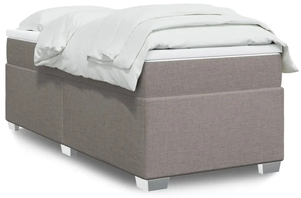 vidaXL Pat box spring cu saltea, gri taupe, 80x200 cm, textil