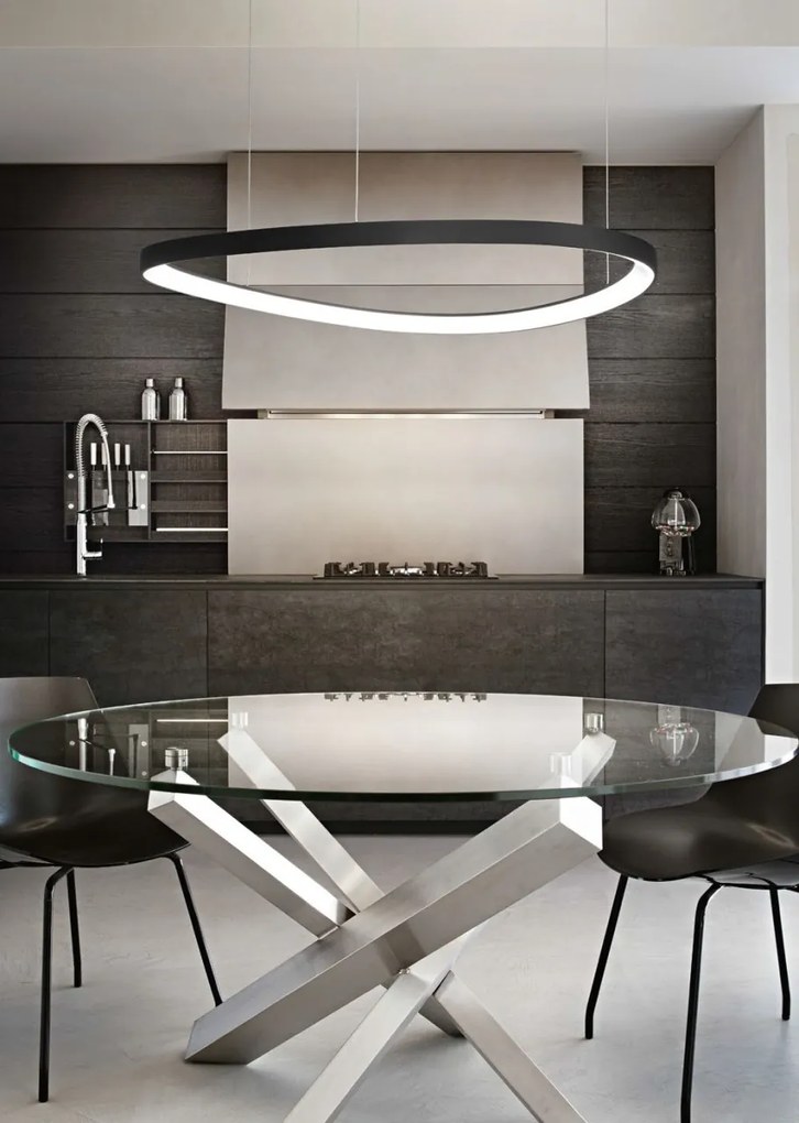 Lustra LED suspendata design circular GEMINI SP D081 BIANCO