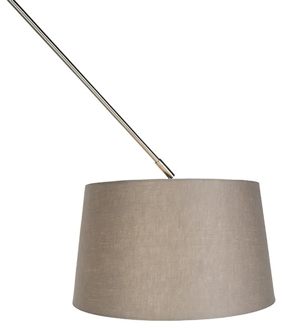 Lampă suspendată din oțel cu abajur din in taupe de 35 cm - Blitz