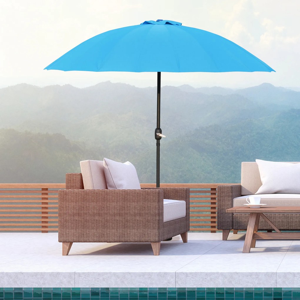 Umbrela de Gradina Outsunny cu Manivela, Ф255x240cm Albastru | Aosom RO