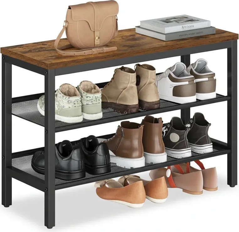Pantofar TAYLOR cu 2 rafturi 75x50 cm, maro rustic