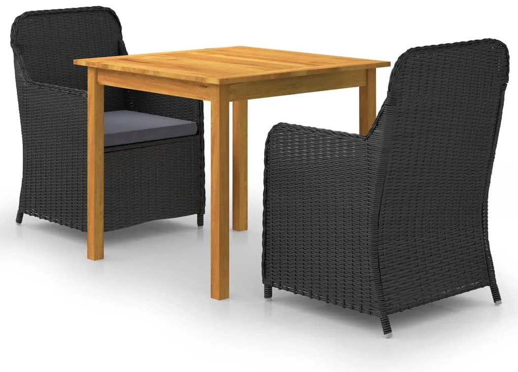 vidaXL Set mobilier de grădină, 3 piese, negru