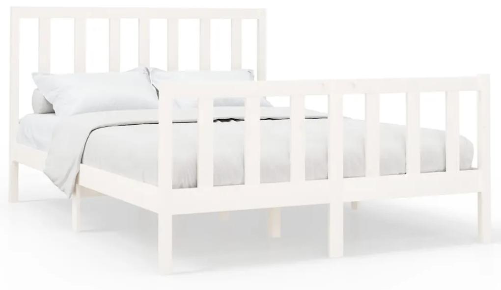 3106704 vidaXL Cadru de pat, alb, 140x200 cm, lemn masiv de pin
