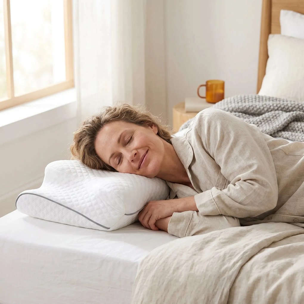Perna cervicala ortopedica CERVI-SAN Ortho reglabila memory foam, husa lavabila