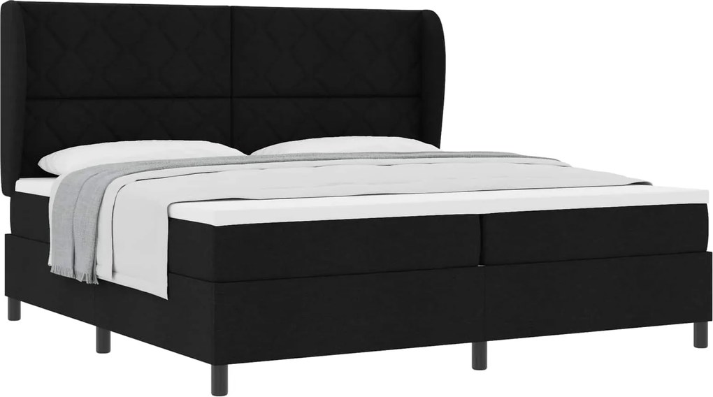 vidaXL Pat cu arcuri cu saltea Negru 200 x 200 cm țesătură