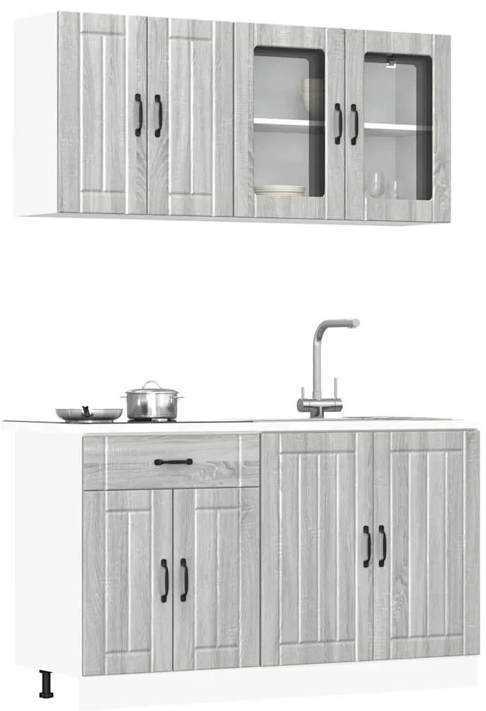 vidaXL Set de dulapuri de bucătărie 4 piese „Lucca” lemn Sonoma gri