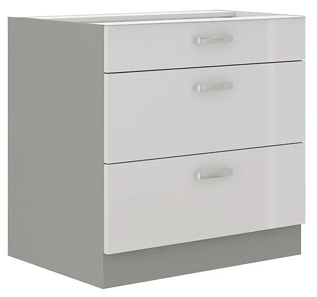 Dulap inferior de bucătăriea so sertarmi 80 D 3S BB Multi (Gri + alb lucios). Promo -17%. 1070028