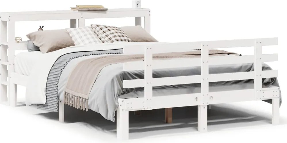 vidaXL Cadru de pat cu tăblie fără saltea, alb, 160x200 cm