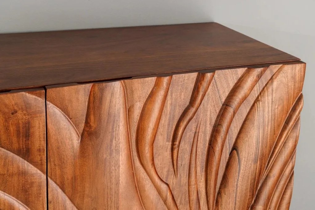 Comoda inalta cu model 3D, Lemn Salcam, Maro, FLUID 120cm