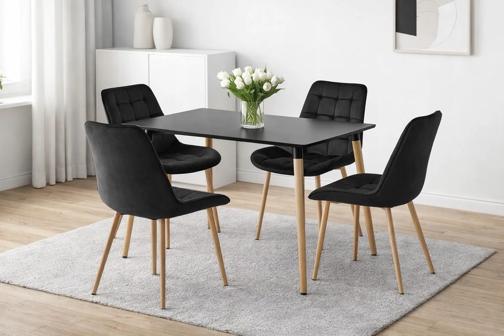 Scaun de catifea neagra BERA