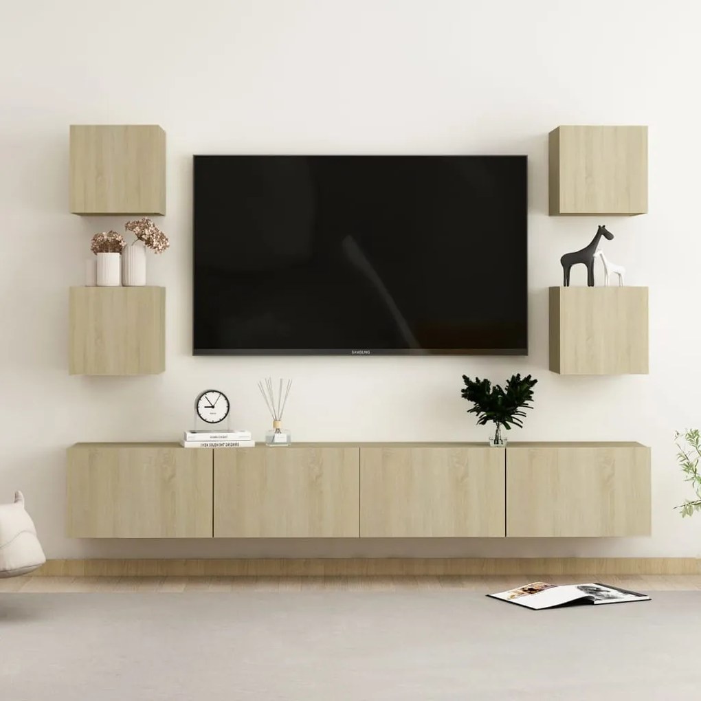 vidaXL Set de dulapuri TV, 6 piese, stejar sonoma, lemn prelucrat