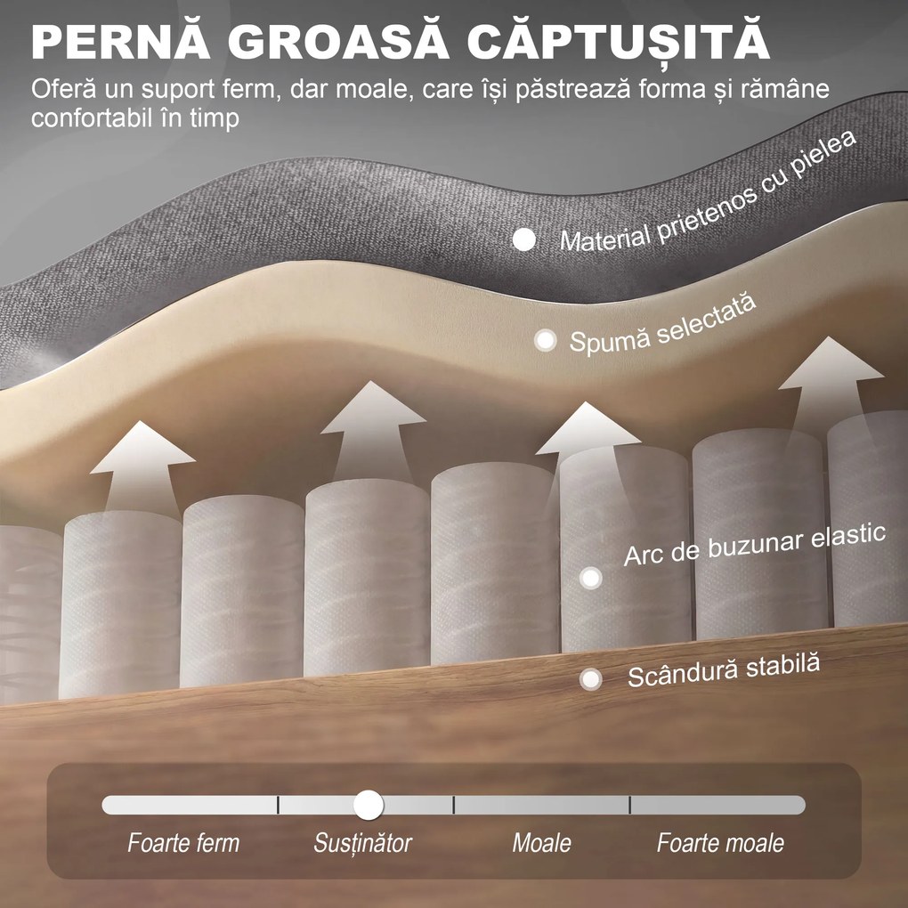 HOMCOM Fotoliu Chesterfield Gri, Confortabil, Comod și Spațiu Generos pentru Living, 74x86x102 cm | Aosom Romania