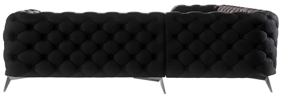 Colțar negru cu tapițerie din catifea Chelsea – Ropez