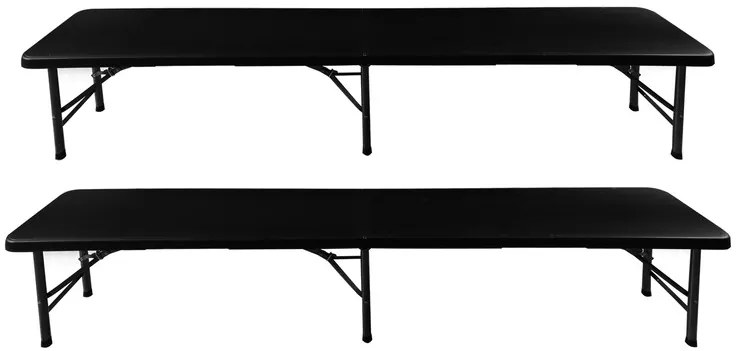 ShopJK SET PENTRU AȘEZAT GRĂDINĂ PLIABIL DE 180 CM MASĂ + 2 BĂNCI NEGRU
