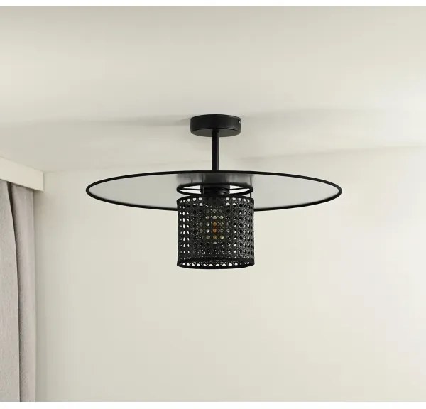 Lustră aplicată TOKYO Duolla RATTAN 1xE27/15W/230V d. 50 cm negru/argintiu