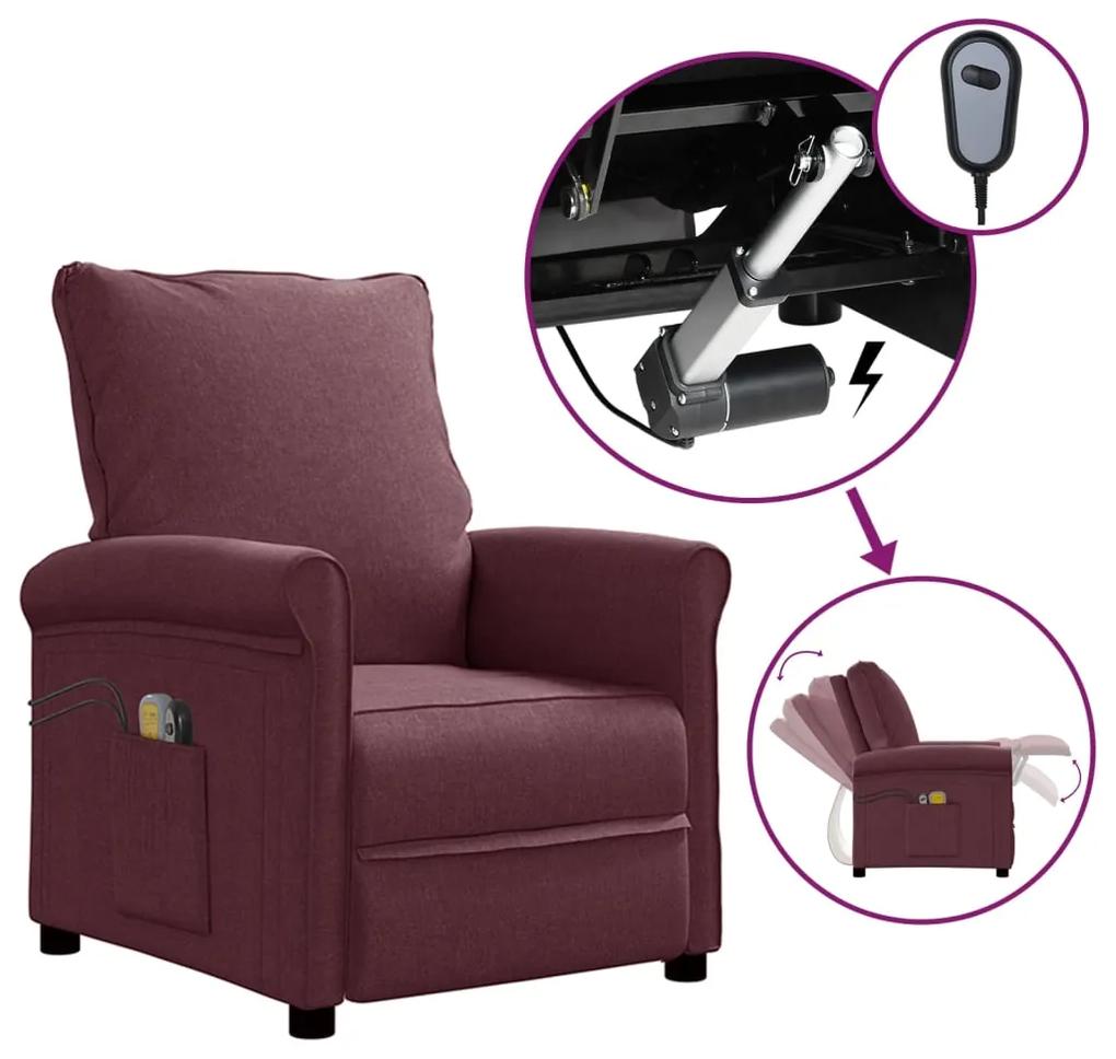 Fotoliu electric de masaj rabatabil, violet, textil