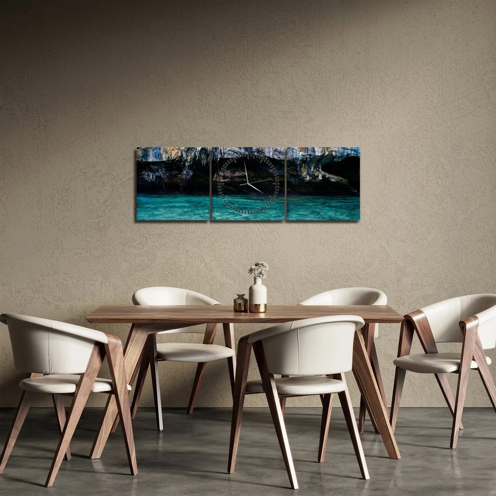 Tablou cu apă și stâci (cu ceas) (90x30 cm)
