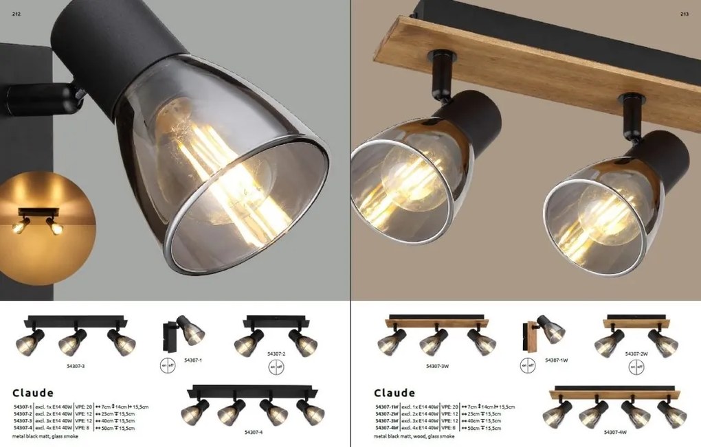 Aplica cu spot directionabil design modern CLAUDE negru