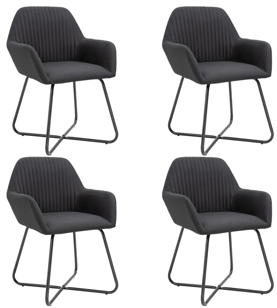 vidaXL Scaune de bucătărie, 4 buc., negru, material textil