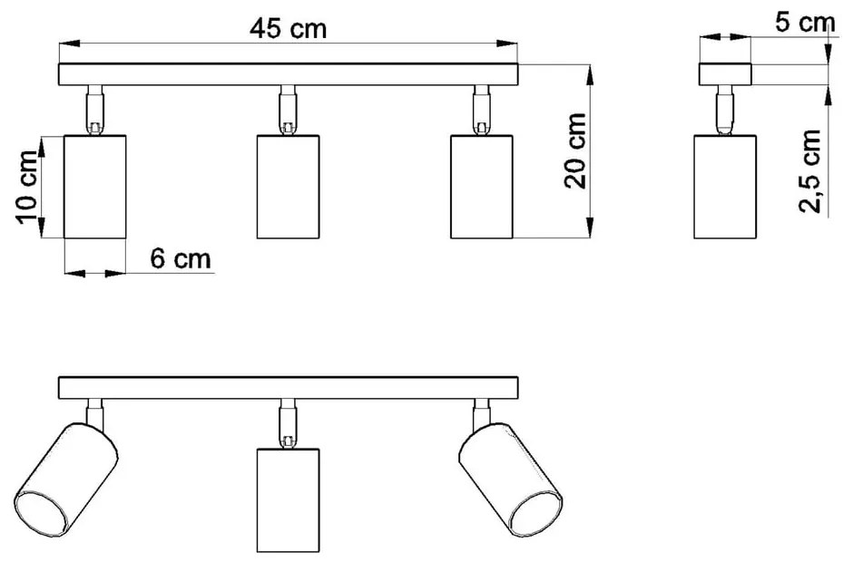 Plafonieră din lemn Nice Lamps Ludwik, lungime 45 cm