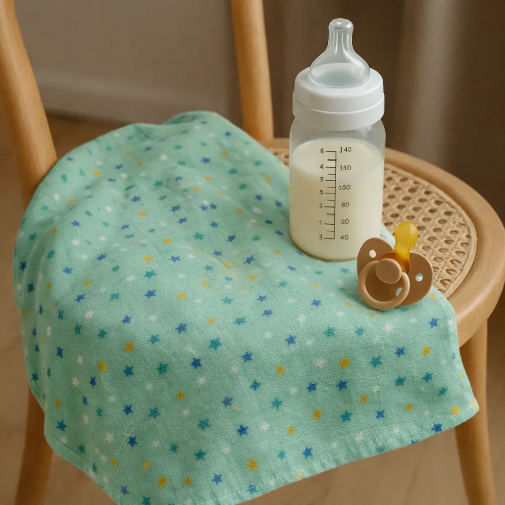 Set 2 scutece finet 100% bumbac pentru bebelusi ,   70A 80 cm ,   Starry Sky Mint